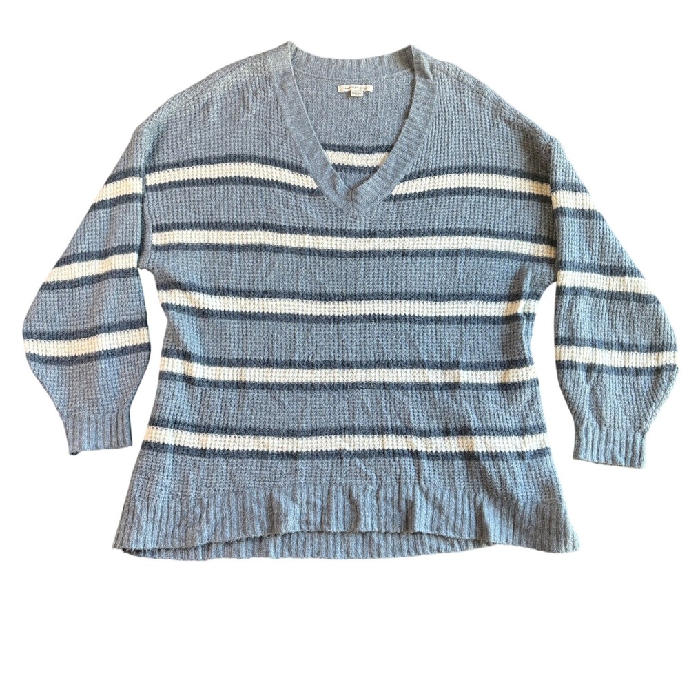 American‎ Eagle Outfitters Striped Sweater Blue White Womens Large V Neck